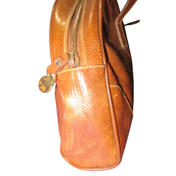 FURLA Vintage Y2K Italian Snakeskin Embossed & Smooth Calf Leather Satchel Bag - Picture 4 of 15